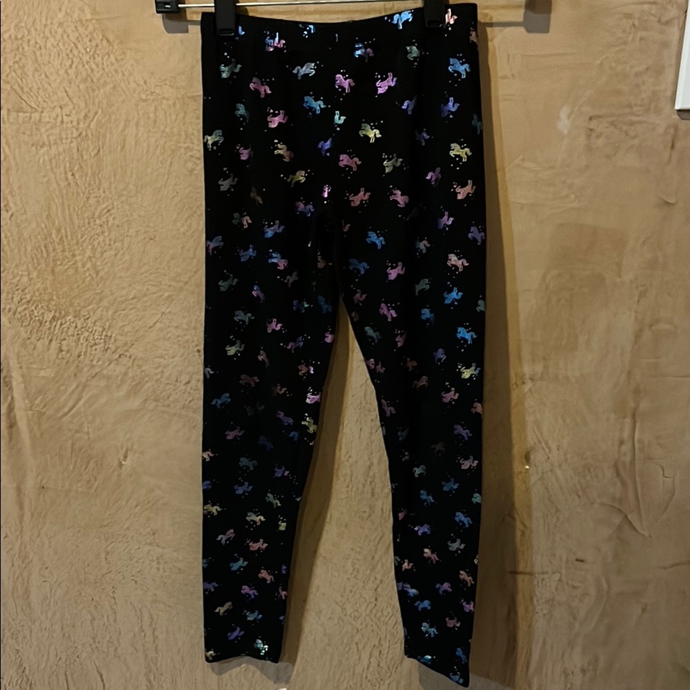 Black unicorns Print Leggings large Preloved
